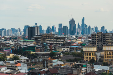 View on Bangkok skyline, from the golden mount in Bangkok, Thailand.