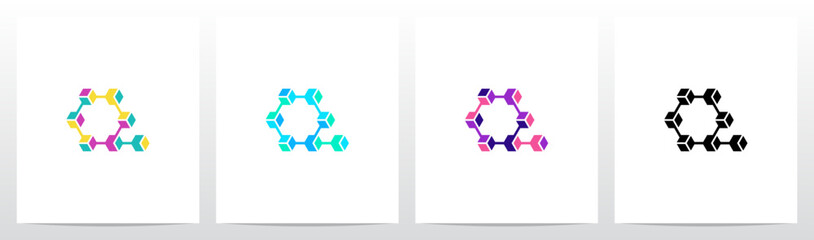 Cube Hexagon Linked Together Letter Logo Design Q