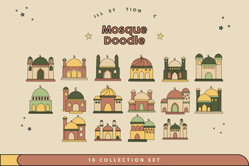Doodle Mosque Vector Set