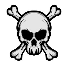 Skull head illustration mascot logo