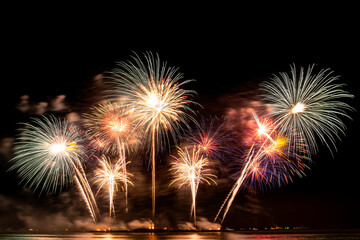 Real Fireworks display celebration, Colorful New Year Firework