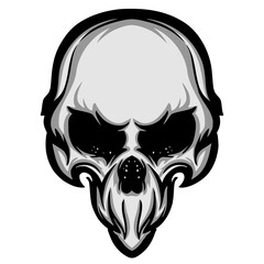 Skull head illustration mascot logo
