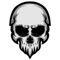 Skull head illustration mascot logo
