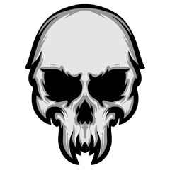 Skull head illustration mascot logo