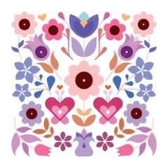 Fotobehang Square shape decorative floral design isolated on a white background, vector illustration. ©  danjazzia