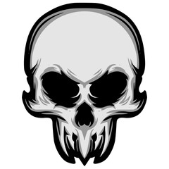 Skull head illustration mascot logo