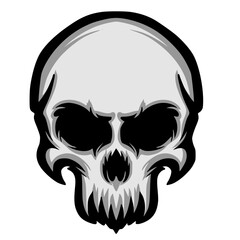 Skull head illustration mascot logo
