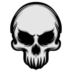 Skull head illustration mascot logo