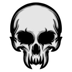 Skull head illustration mascot logo
