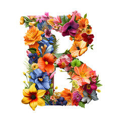 Floral Alphabet, Letter B, floral typography, generative ai generated