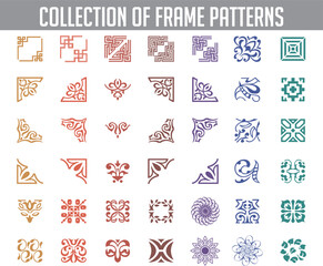 collection of frame patterns oriental framing outline corner vector set decor