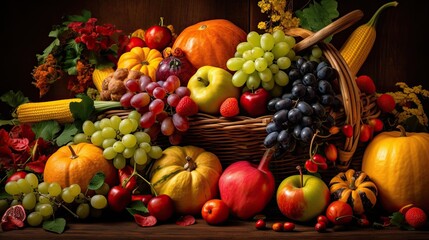 Fototapeta na wymiar fruit and vegetables with generative ai