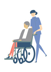車椅子_medical care_variation_医療、人物セット