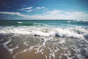 Fototapeta na wymiar waves on the beach, generative ai