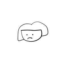 short hair girl cartoon character frowning bad mood