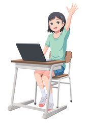 授業を受ける小学生のイラスト