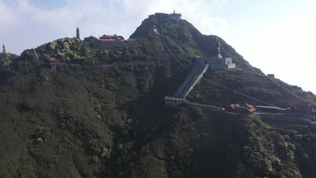 Beautiful temple, view from Fansipan mountain, Lao Cai province, Vietnam