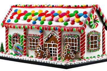 Ai generated meticulously crafted gingerbread house, adorned with colorful candy. 