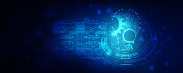 2d illustration bulb future technology, innovation background, creative idea concept 

