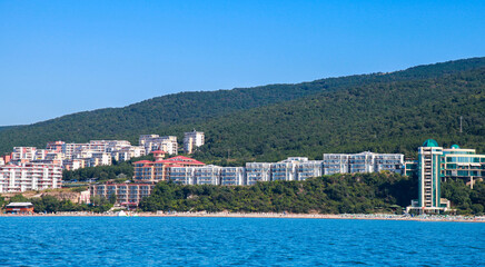 Panoramic view of Sunny beach, seaside resort on the Black Sea coast