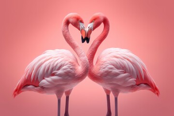 Obraz premium Flamingo kissing. Generate Ai
