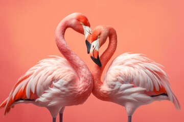 Flamingo pink kissing. Generate Ai