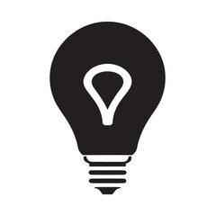 Light bulb silhouette logo isolated on white background