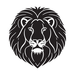 Lion head silhouette logo isolated on white background