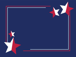 American holiday background in blue, white, red colors with star icon. design for banner, greeting card, invitation, social media, web.