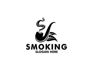 Cigarette Smoke In The Shape Of The Letter S Logo with Pipe, Tobacco. Premium Cigar Smoke Logo Design Template