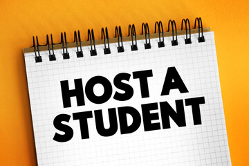 Host a Student text on notepad, concept background