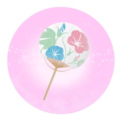 団扇のアイコン　キラキラ　ピンク