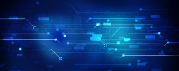 2d illustration Abstract futuristic electronic circuit technology background