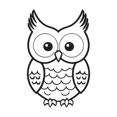 Owl head black and white vector icon.