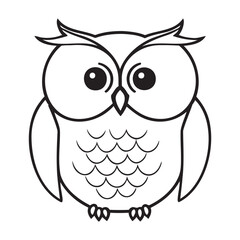 Owl head black and white vector icon.