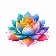 Beautiful lotus flower illustration, isolated on white. Generative AI - obrazy, fototapety, plakaty
