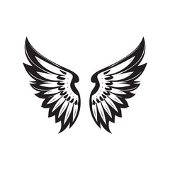Obraz premium Wings black and white vector icon