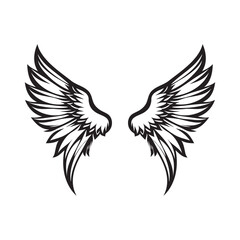 Wings black and white vector icon.