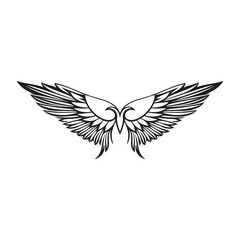 Obraz na płótnie Canvas Wings black and white vector icon.
