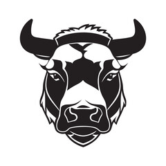 Bull head black and white vector icon.
