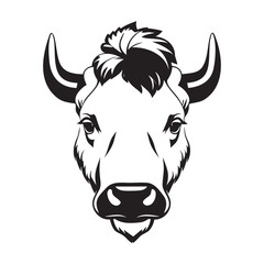 Bull head black and white vector icon.