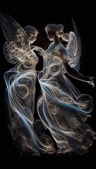Naklejka premium angels in smoke dancing Generative AI