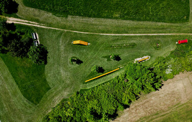 park for dogs. training ground for dogs. Tunnels and beams, obstacle courses of metal and plastic....