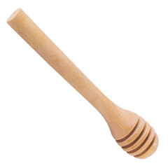 Honey dipper or spoon made from wooden isolated on a transparent background.