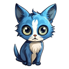 Cute blue cat sticker