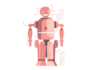 Robot chatbot, AI in science and business, Technology and engineering concept. . Vector illustration in flat style