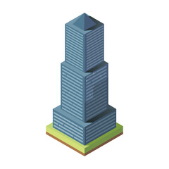 Fototapeta premium 3d render of building, isometric skyscraper, isolated
