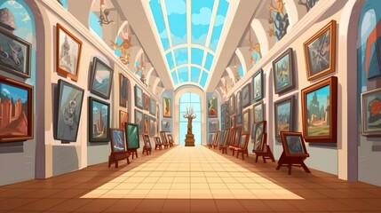 Obraz premium Background museums and art galleries. The beauty of a modern museum through an illustration with an abstract background and captivating banner design. Generative AI.