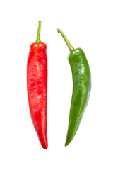 red and green pepper chili isolated on white background