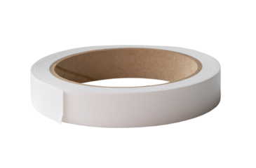 Single white double scotch tape or foam tape isolated on white background with clipping path in png file format.